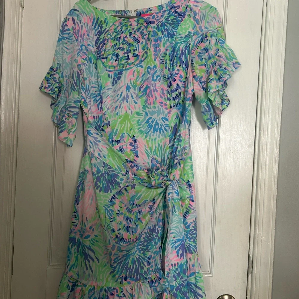 Floral Ruffle Sleeve Dress - Multicolor - Picture 2 of 4